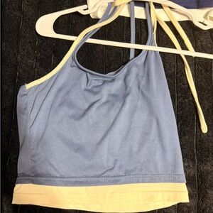 Blue and Yellow Strappy Tank Top
